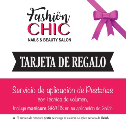 Tarjeta de regalo, servicio de extensión de pestañas